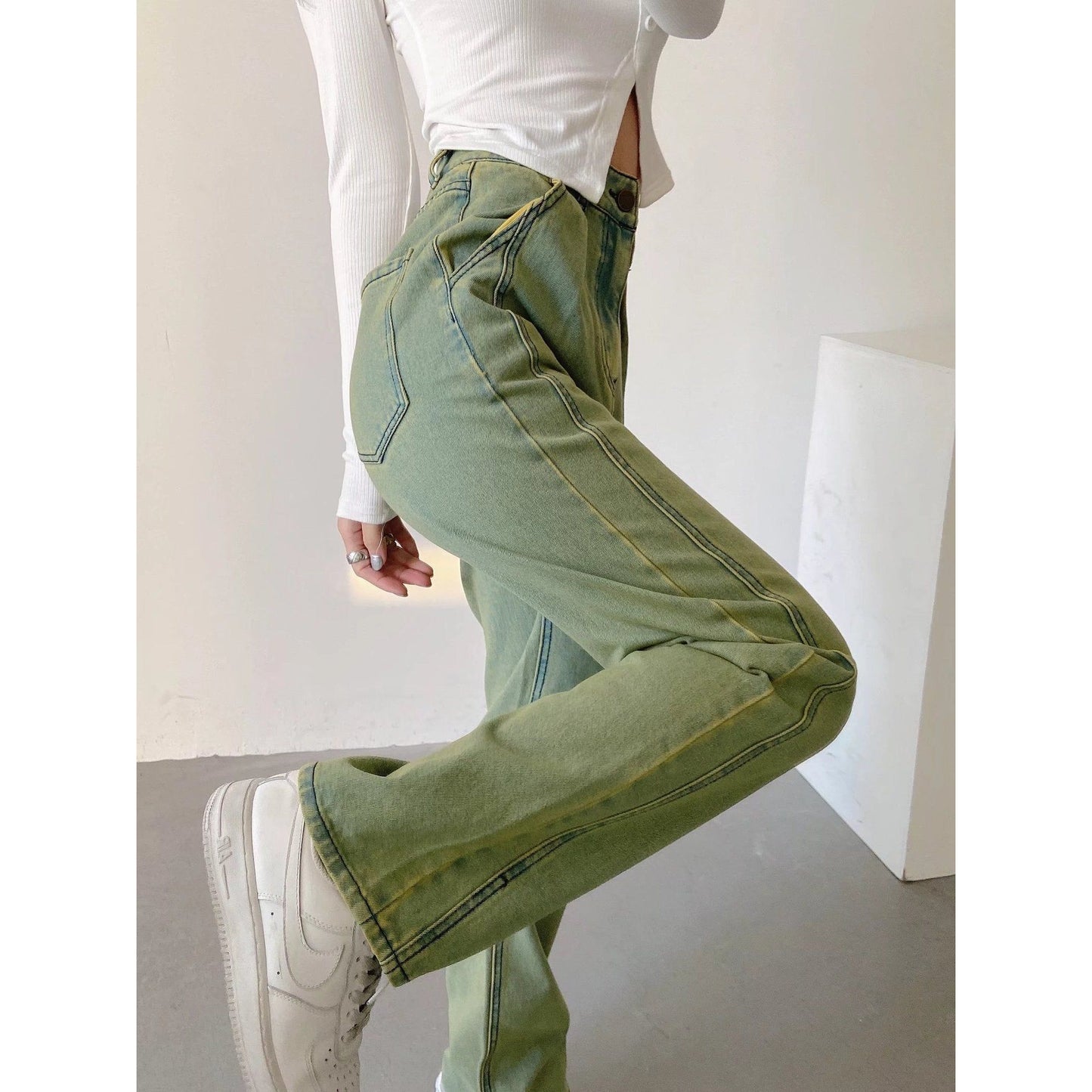 Green Fashion Jeans - ShadeSailgarden