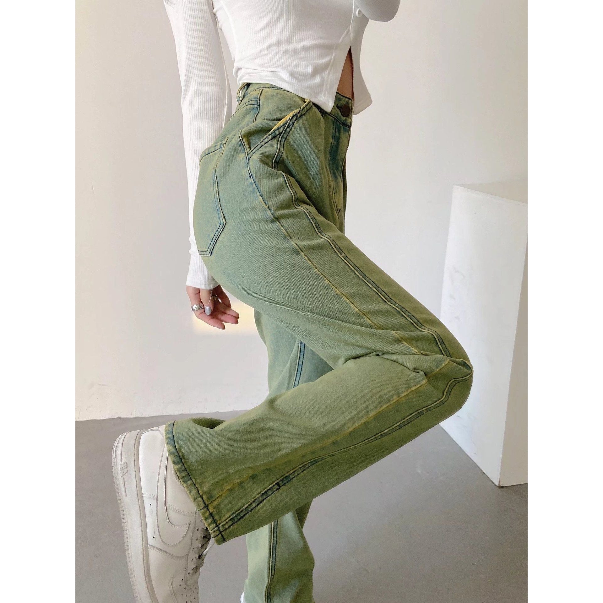 Green Fashion Jeans - ShadeSailgarden