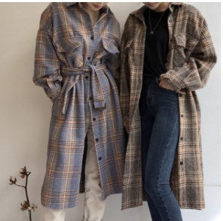 Casual Fashion Long Plaid Jacket