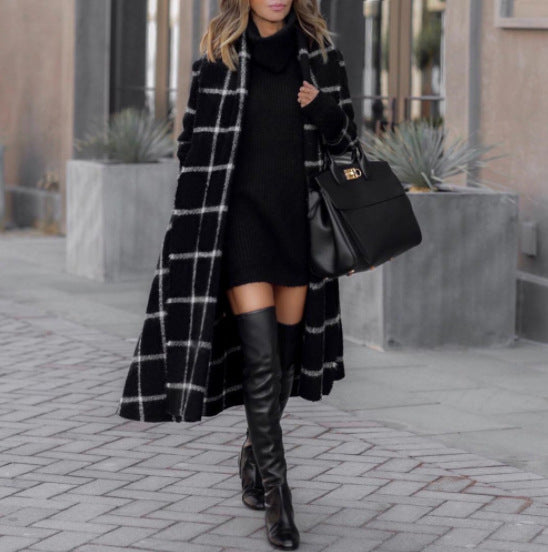 Casual Fashion Long Plaid Jacket