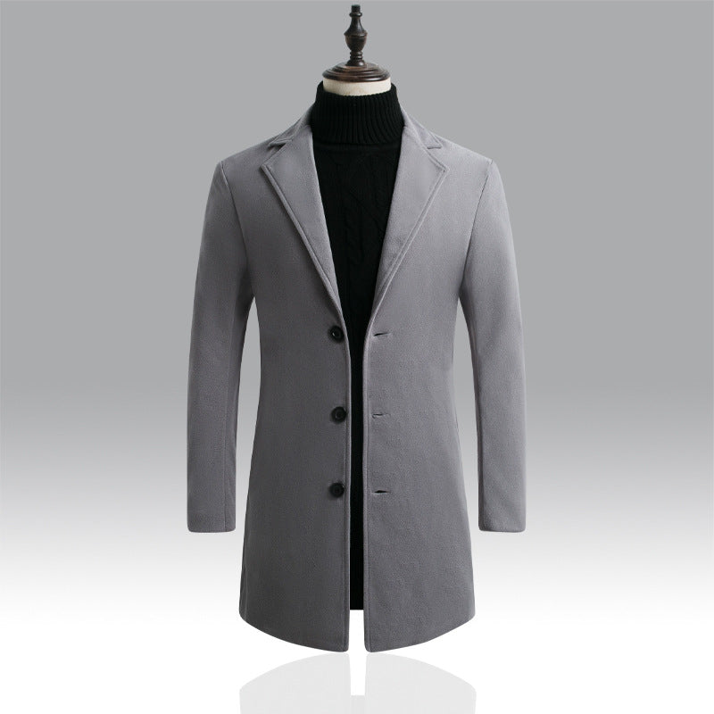 Long slim trench woolen coat