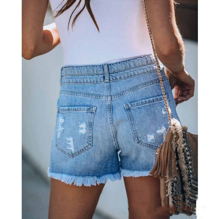 Ripped Stitching Ladies Jeans Shorts - ShadeSailgarden