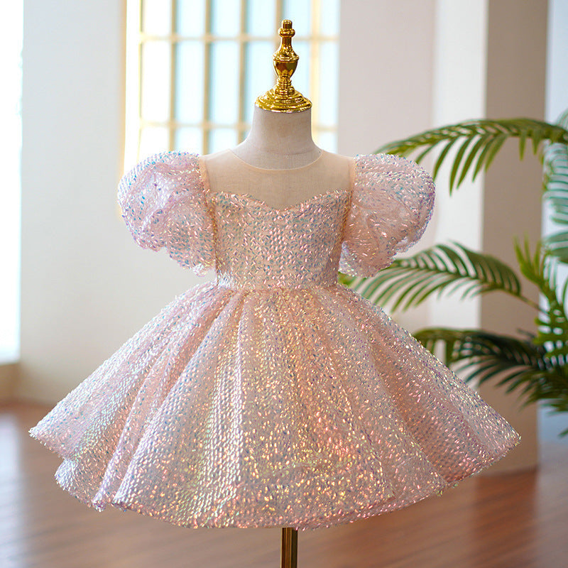 Girls Piano Performance Sequin Princess Dress - ShadeSailgarden