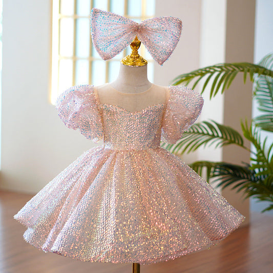 Girls Piano Performance Sequin Princess Dress - ShadeSailgarden