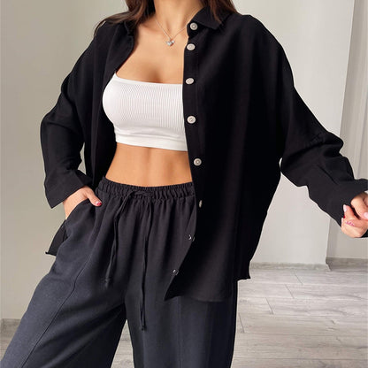 Button Down Lounge 2 Piece Outfit Set