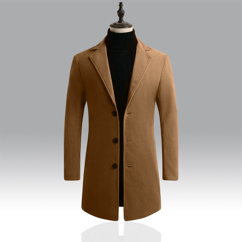 Long slim trench woolen coat