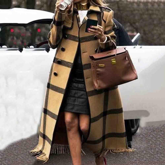 Casual Fashion Long Plaid Jacket