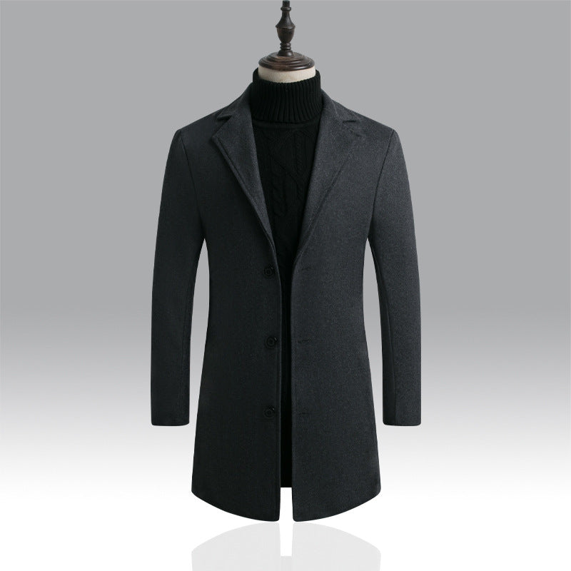 Long slim trench woolen coat