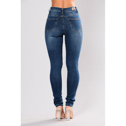 Perforated embroidered high elastic jeans - ShadeSailgarden