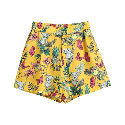 Women's yellow print shorts - ShadeSailgarden