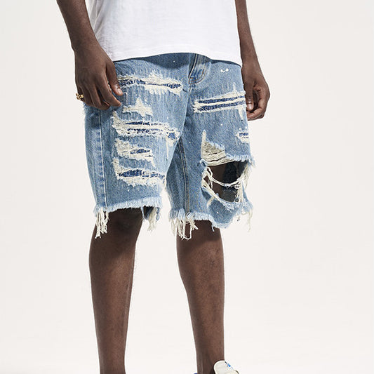 Patch Ripped Distressed Men's Denim - ShadeSailgarden