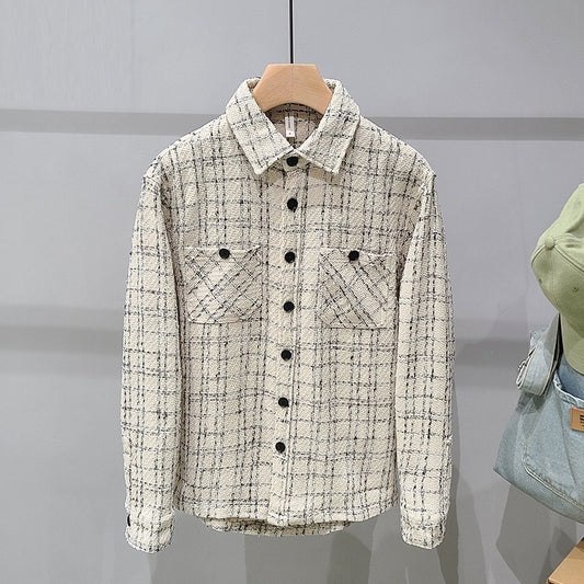 Plaid Tweed Long-sleeved Shirt Jacket - ShadeSailgarden