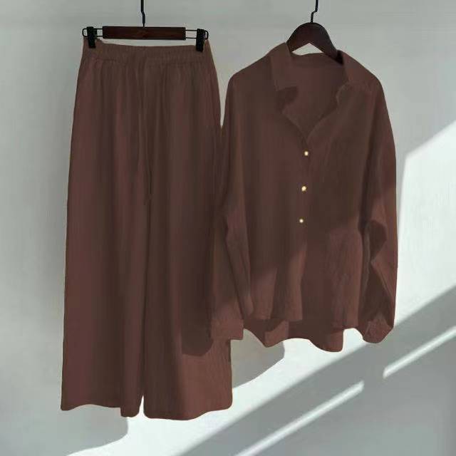 High Waist Loose Trousers and Shirt