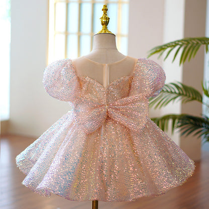 Girls Piano Performance Sequin Princess Dress - ShadeSailgarden