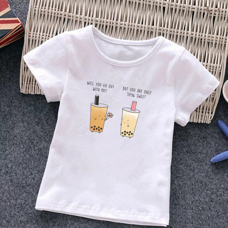 Cute Milk Tea Print Children's T-shirt - ShadeSailgarden