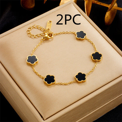 Chic and Delightful Green Floral Drop Gold Bracelet