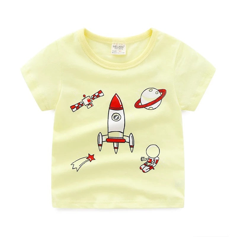 Children's summer cartoon print T-shirt - ShadeSailgarden