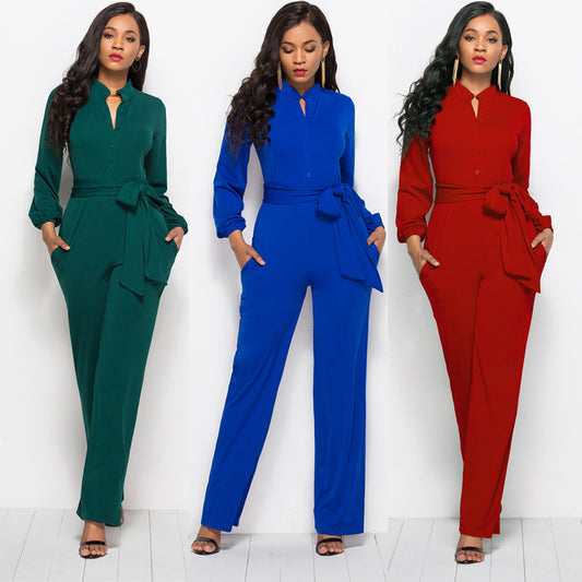 Solid Color Wide Leg Jumpsuit - ShadeSailgarden