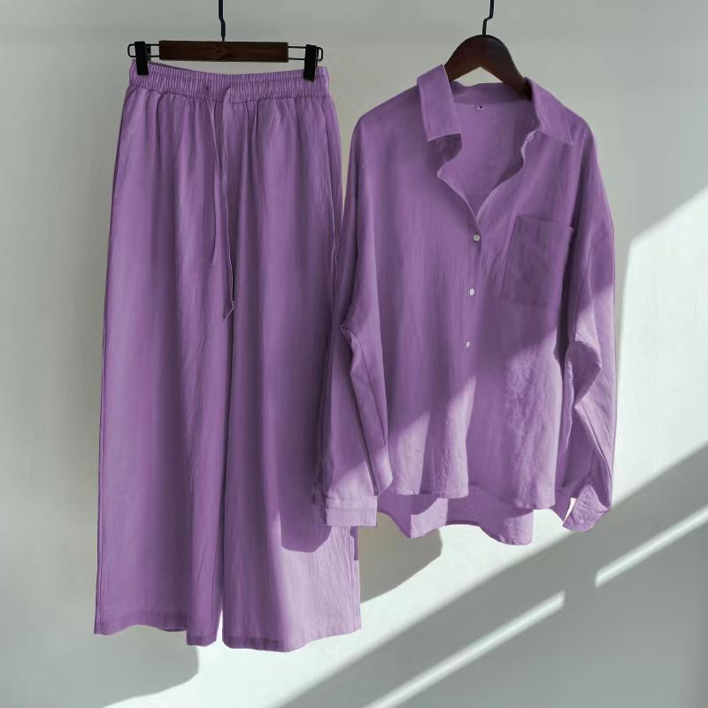 High Waist Loose Trousers and Shirt