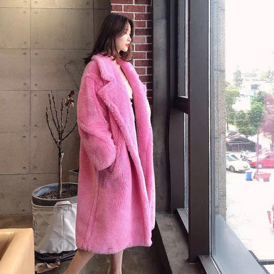 Fur And Lamb Woolen  Long Coat