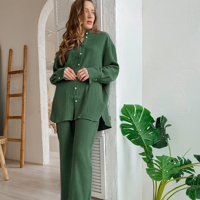 Double-layer Crepe Loose Long Sleeve Suit - ShadeSailgarden