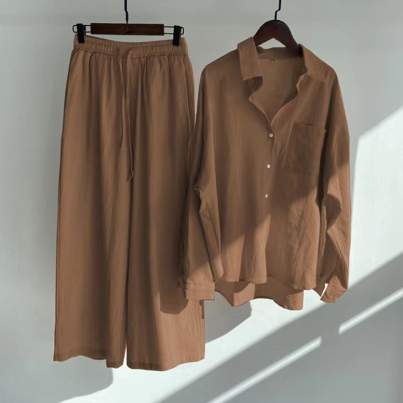 High Waist Loose Trousers and Shirt