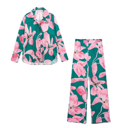Floral Print Lapel Single Breasted Suit - ShadeSailgarden