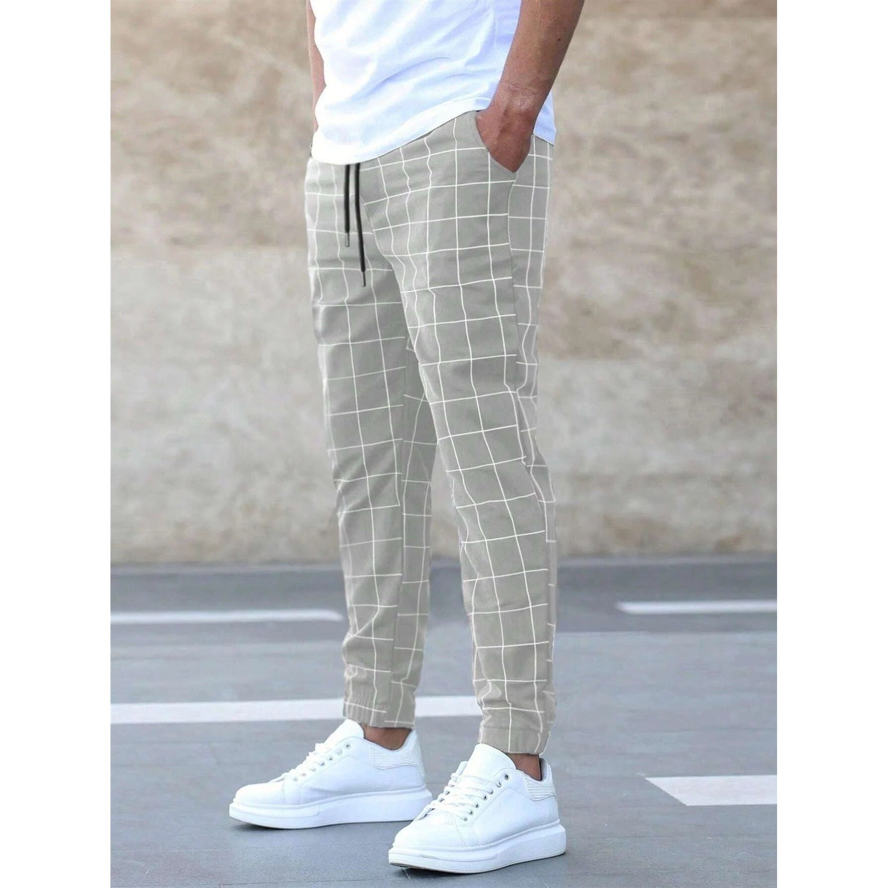 Plaid Print Casual Drawstring Pant - ShadeSailgarden