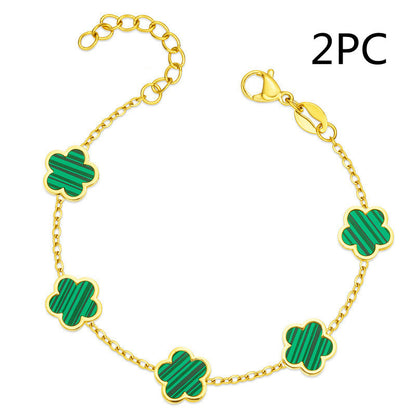 Chic and Delightful Green Floral Drop Gold Bracelet