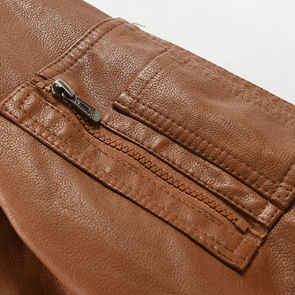 Leather Thickened Medium Coat - ShadeSailgarden