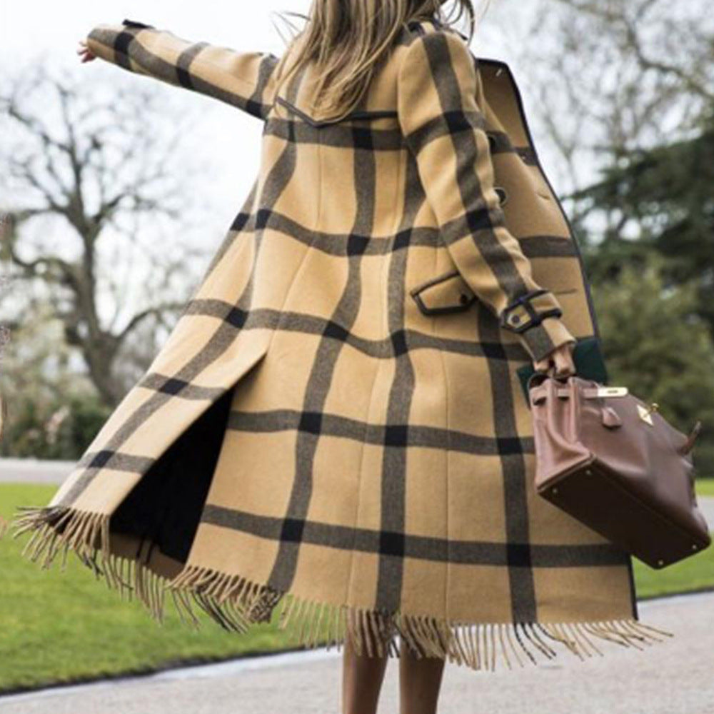 Casual Fashion Long Plaid Jacket