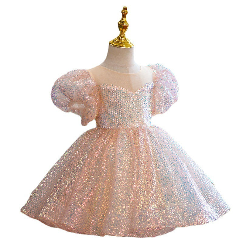 Girls Piano Performance Sequin Princess Dress - ShadeSailgarden