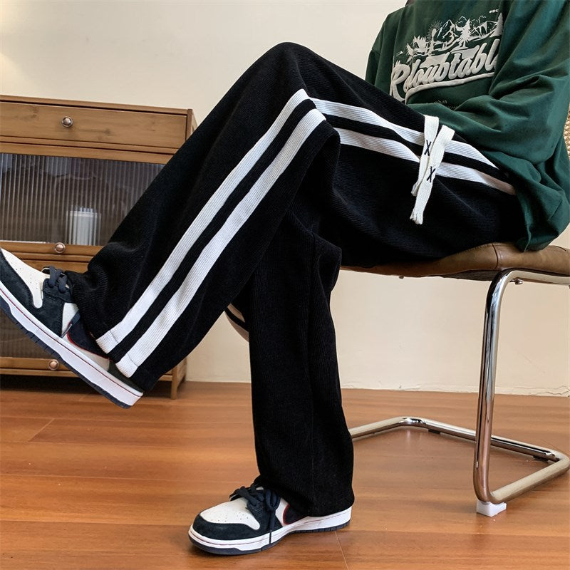 Loose Striped Corduroy Sweat Pants