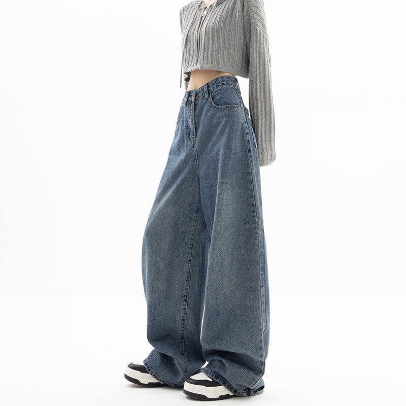 Straight Tube Loose Wide Leg Blue Jeans - ShadeSailgarden