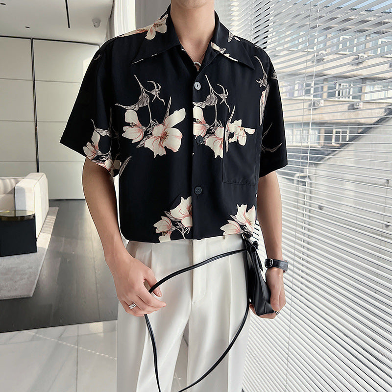 Drape Thin Floral Shirt For Men - ShadeSailgarden