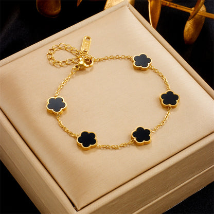 Chic and Delightful Green Floral Drop Gold Bracelet