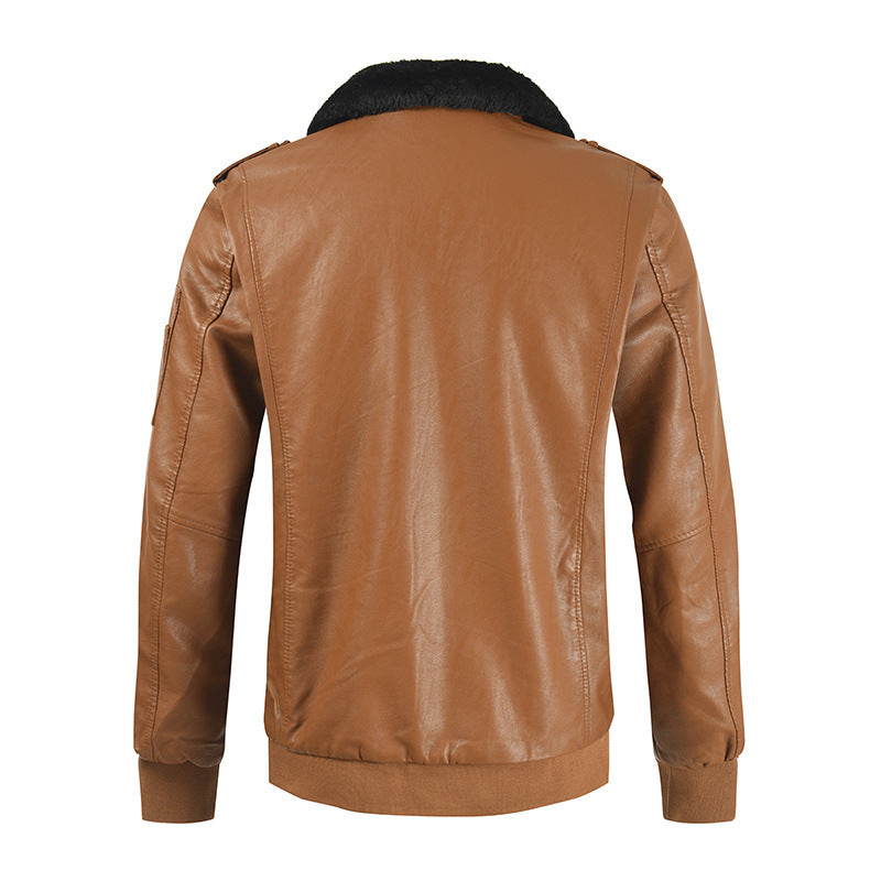 Leather Thickened Medium Coat - ShadeSailgarden