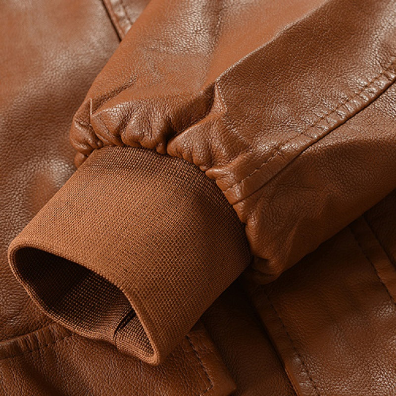 Leather Thickened Medium Coat - ShadeSailgarden