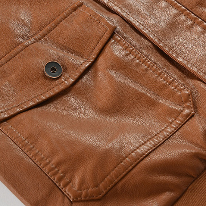 Leather Thickened Medium Coat - ShadeSailgarden