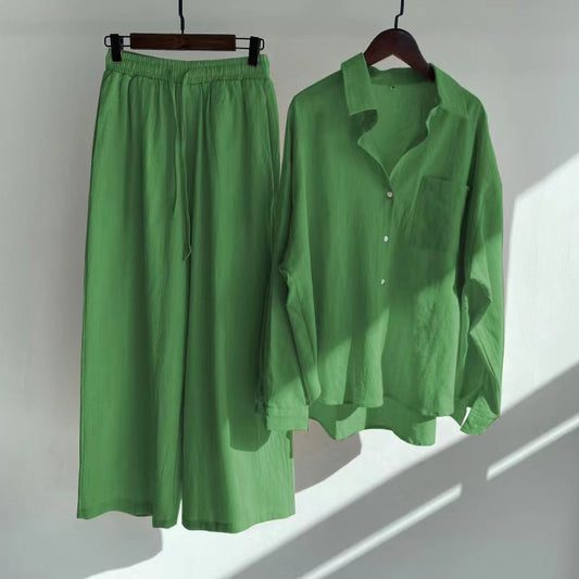 High Waist Loose Trousers and Shirt
