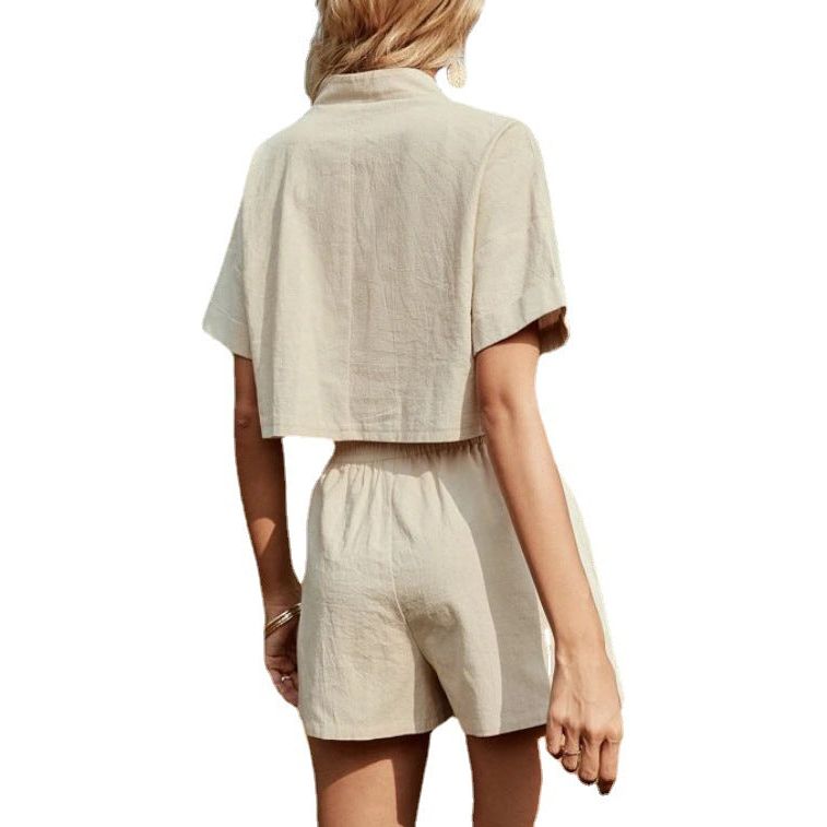 Off-shoulder Top And Patch Pocket Shorts - ShadeSailgarden