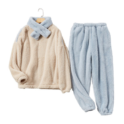 Flannel Pajamas With Plush Long Sleeves