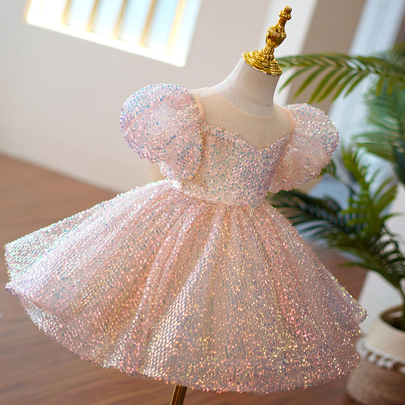 Girls Piano Performance Sequin Princess Dress - ShadeSailgarden